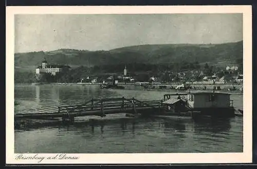 AK Persenbeug a. d. Donau, Panorama mit Landungssteg