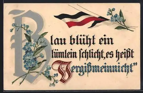 AK Blau blüht ein Blümlein schlicht, es heisst Vergissmeinnicht