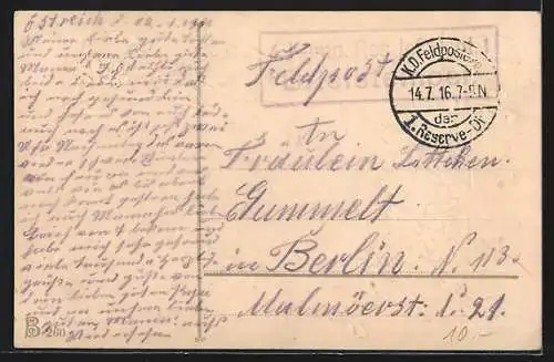 AK Blau blüht ein Blümlein schlicht, es heisst Vergissmeinnicht