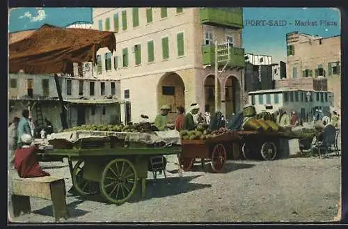 AK Port-Said, Market Place, arabische Händler