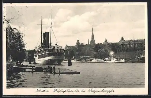 AK Stettin, Hafenplatz für die Rügendampfer