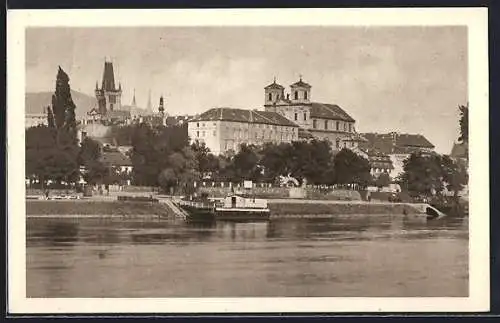 AK Leitmeritz / Litomerice, Elbufer in der Stadt