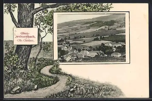 AK Vorderweissenbach, Oberweissenbach, Blick auf Ort und Felder