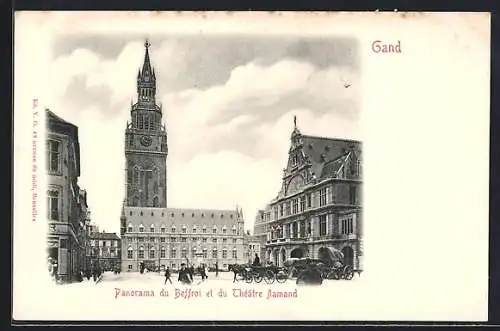 AK Gand, Panorama du Beffroi et du Theatre flamand