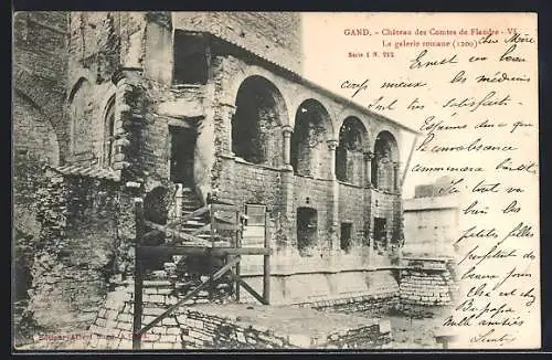 AK Gand, Chateau des Comtes de Flandre, La galerie romane