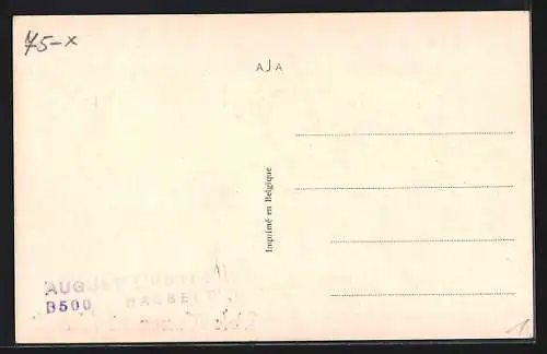 AK Hasselt, Pärchen im Stern, Rosen, Passepartout