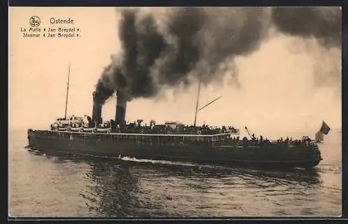 AK Ostend, Dampfer Pieter De Conick mit Volldampf unterwegs