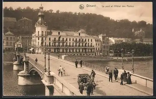 AK Dinant, Le pont et l`hôtel des postes, Pferdekutsche