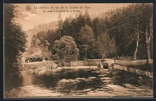 AK Han-sur-Lesse, Grotte de Han, Le chemin de fer, La Lesse à la Sortie de la Grotte