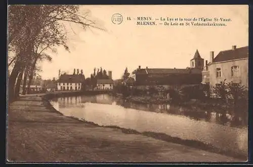 AK Menin, La Lys et latour de l`Eglsie St-Vaast