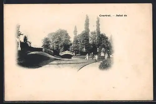 AK Courtrai, Blick in den Park