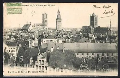 AK Gand, Panorama vu du Chateau des Comtes
