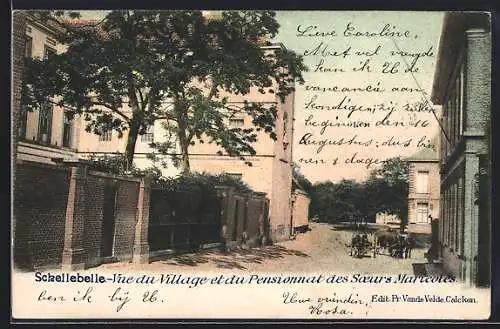 AK Schellebelle, Vue du Village et du Pensionnat des Soeurs Maricoles