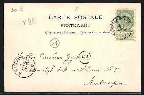 AK Schellebelle, Vue du Village et du Pensionnat des Soeurs Maricoles