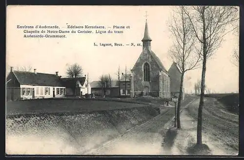 AK Audenarde-Grammont, Edelaere-Kerselaere, Plaine et Chapelle de Notre-Dame du Cerisier, Ligne du Tram