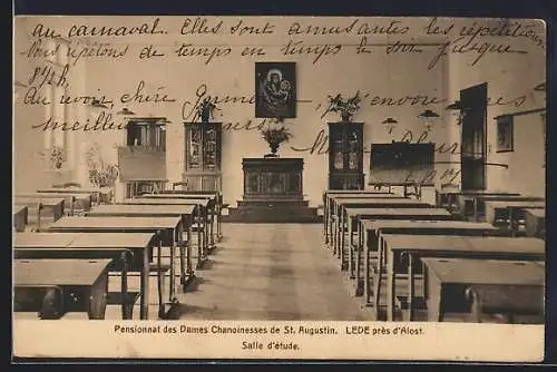 AK Lede près d`Alost, Pensionnat des Dames Chanoinesses de St. Augustin, Salle d`étude