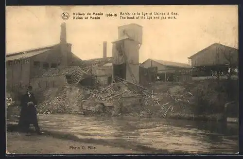 AK Menin, Ruins The bank of the Lys and gaz work 1914-18