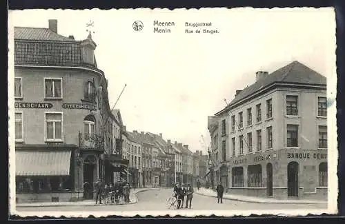 AK Menin, Rue de Bruges, Strassenpartie