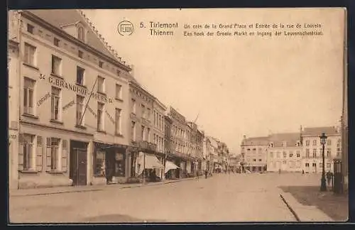 AK Tirlemont, Un coin de la Grand`Place et Entrée de la rue de Louvain
