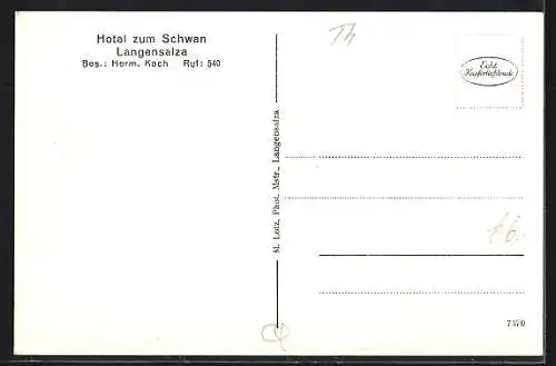 AK Langensalza, Hotel zum Schwan