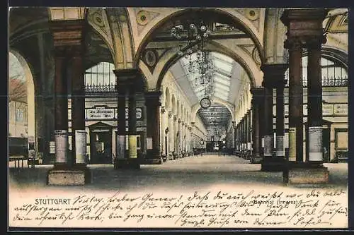 AK Stuttgart, Inneres vom Bahnhof