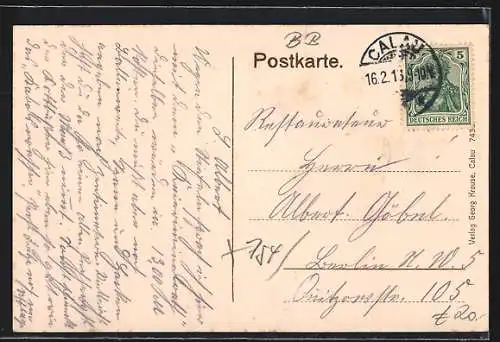 AK Calau, Cottbuser Strasse mit Geschäften