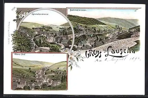 Lithographie Lauscha, Igelshieberstrasse, Bahnhofstrasse, Oberes Dorf