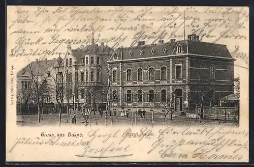 AK Haspe, Kaiserl. Postamt mit Passanten