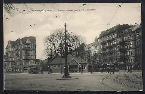 AK Hamburg-Eppendorf, Eppendorferbaumplatz mit Landstrasse