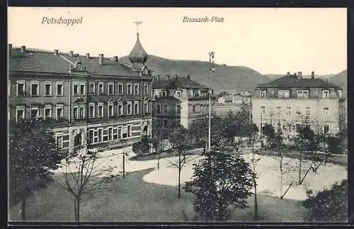 AK Potschappel, Bismarck-Platz mit Restaurant zum Hirsch