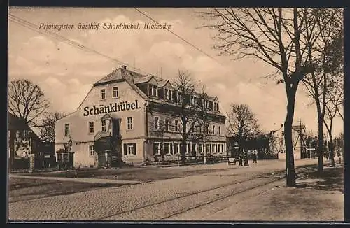 AK Dresden-Klotzsche, Strassenpartie mit Gasthof Schänkhübel