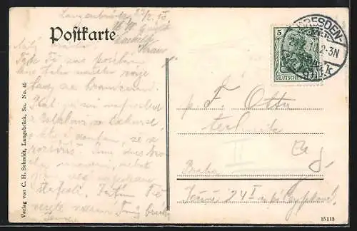 AK Langebrück, Gasthof zu Langebrück, Pferdekutsche