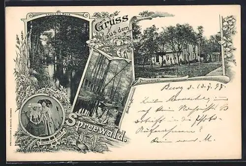 AK Lübbenau /Spreewald, Gasthof Polenzschänke, Partien aus dem Spreewald, Wendische Kinder