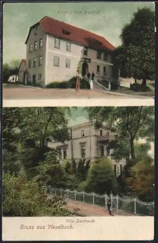 AK Vieselbach, Gasthof zum Burghof, Villa Deinhardt