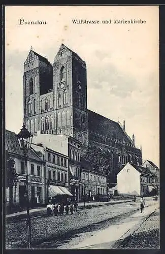 AK Prenzlau, Wittstrasse und Marienkirche