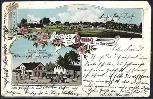 AK Burg im Spreewald, E. Koch`s Gasthof, Inh. Wilh. Matschke