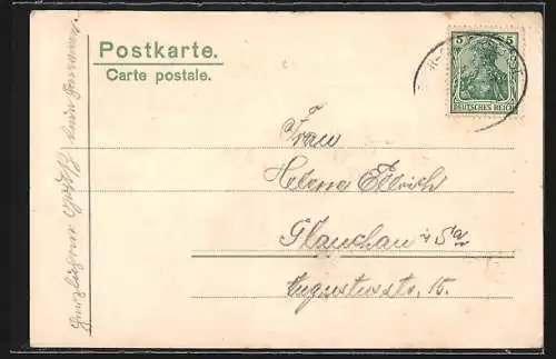 Lithographie Liebstedt i. Th., Gasthof Comtur-Kreuz, Rathskeller und Kaiserl. Postagentur