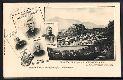 AK Salzburg, Fürst Karl Auersperg 1. Militär-Veteranen- u. Kriegerverein, Vierzigjähriges Gründungsfest 1903