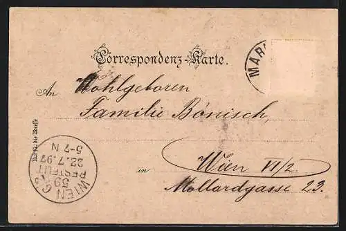Lithographie Erlafsee, Josef Steiners Gasthof zum Seewirth, Marienfall in der Grünau