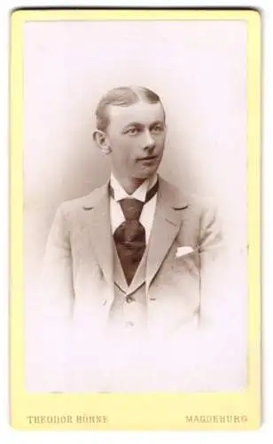 Fotografie Theodor Höhne, Magdeburg, Ullrichstrasse 18, Porträt eines jungen Mannes in Anzug