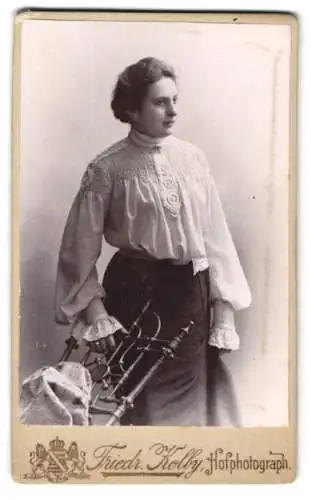 Fotografie Friedr. Kolby, Plauen i. V., Rädel-Strasse 1, Dame mit elegantem Kleid