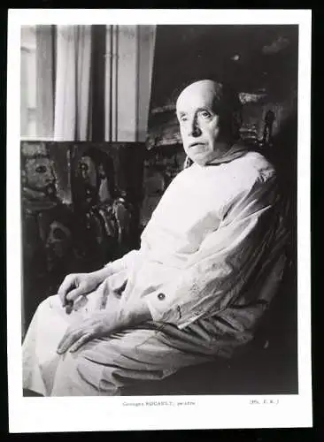 Fotografie Portrait Kunstmaler Georges Rouault, Kurzbiographie Rückseitig