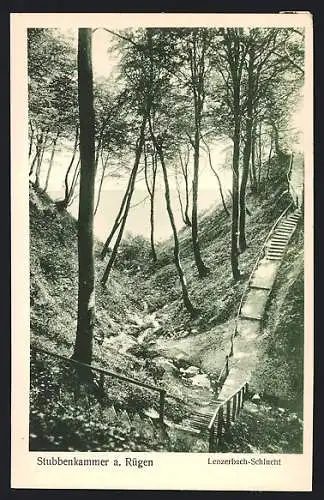 AK Stubbenkammer a. Rügen, Treppe in der Lenzerbach-Schlucht