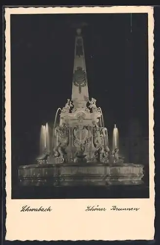 AK Schwabach, Schöner Brunnen bei Nacht