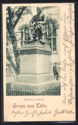 AK Köln, Blick auf das Richartz-Denkmal, An der Rechtschule