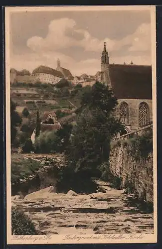 AK Rothenburg o. Tbr., Taubergrund mit Kobolzeller Kirche