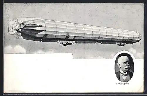 AK Portrait Graf Zeppelin, Luftschiff in der Luft