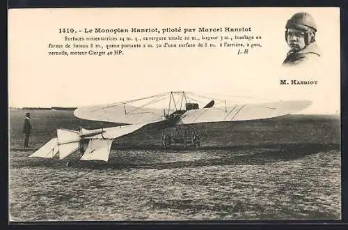 AK Le Monoplan Hanriot, piloté par Marcel Hanriot, Flugzeug