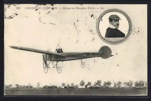 AK Circuit de l`Est, Morane sur Monoplan Bleriot, Flugzeug