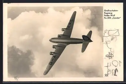 AK Grossverkehrsflugzeug Focke Wulf Fw. 100 Condor